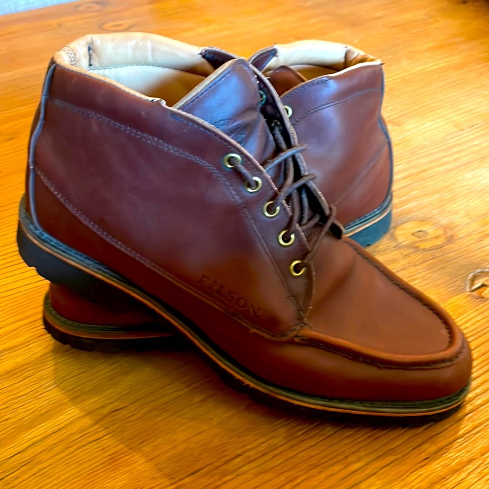 Filson leather brown boots size 10.5 D. Barely worn if at all.